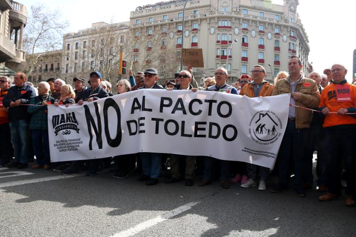 Manifestació del 17 de març de 2018 a favor d'un augment de les pensions. ACN / Gemma Sánchez