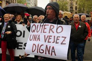Manifestació per reclamar una millora de les pensions. ACN / Gemma Sánchez