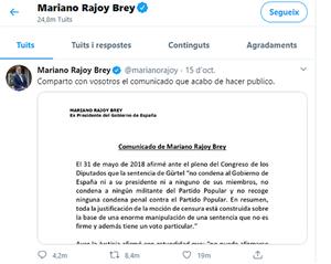 Piulada de Mariano Rajoy. Eix