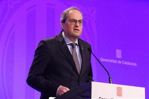 Pla curt del president de la Generalitat, Quim Torra, en una roda de premsa el 12 de març del 2020. ACN