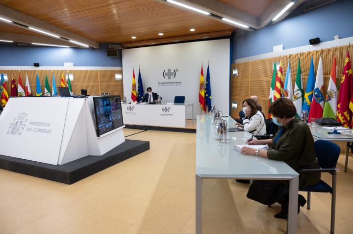 Pla general de la reunió telemàtica del Consell Interterritorial de Salut, el 16 de desembre de 2020. Pool Moncloa