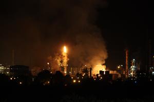 Pla general de l'incendi a la indústria química on hi ha hagut una explosió a la Canonja el 14 de gener del 2020. ACN