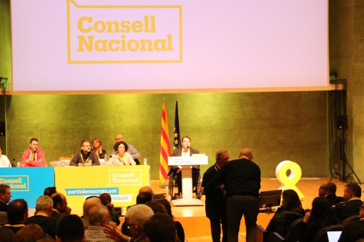Pla general del Consell Nacional del PDeCAT, amb el seu president, David Bonvehí, al faristol, el 14 de desembre de 2019. ACN