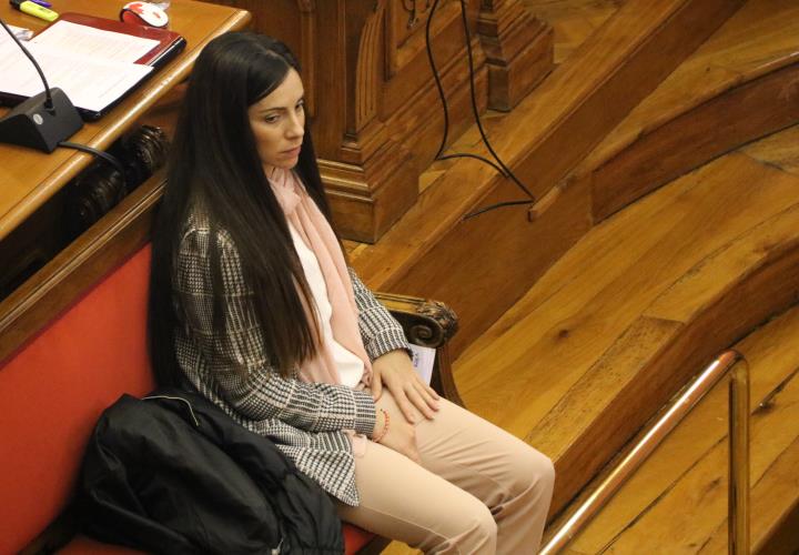 Pla tancat de Rosa Peral, l'acusada pel crim de la Guardia Urbana, durant la cinquena sessió del judici a l'Audiència de Barcelona. ACN