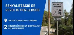 Posen en marxa al pantà del Foix una prova pilot de senyalització de revolts amb alta sinistralitat per als motoristes. EIX