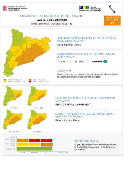 Protecció Civil demana evitar activitats al mar, zones d'arbres, parcs i jardins davant d'una situació 