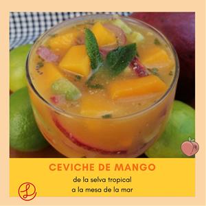 Recetas a fuego y verso: Ceviche de mango i alvocat en suc de llima i taronja a la menta. EIX