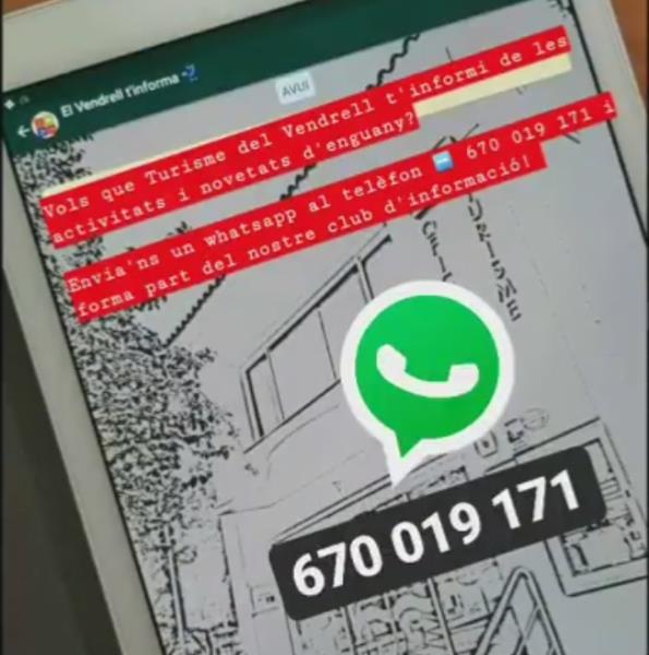 Turisme del Vendrell obre una llista de difusió de Whatsapp per informar sobre activitats i novetats. EIX