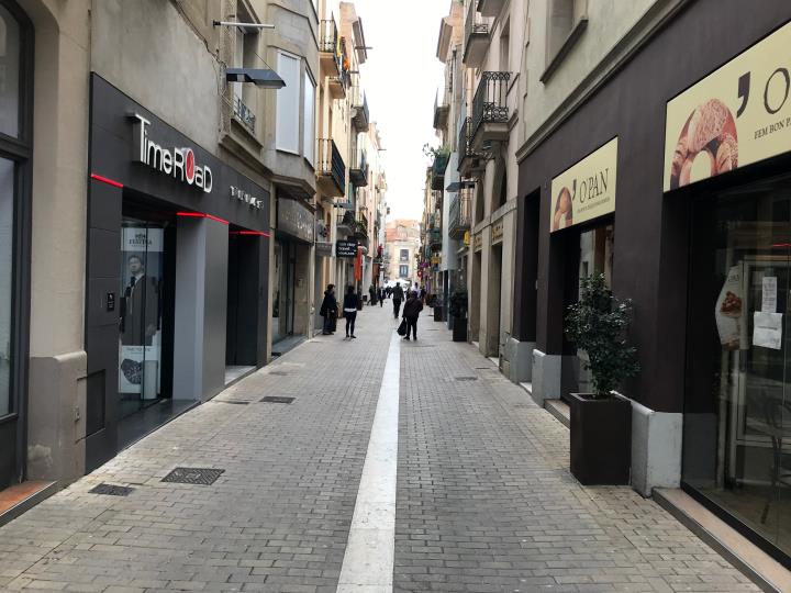 Un carrer cèntric d'Igualada durant la crisi pel coronavirus, el 13 de març del 2020. ACN