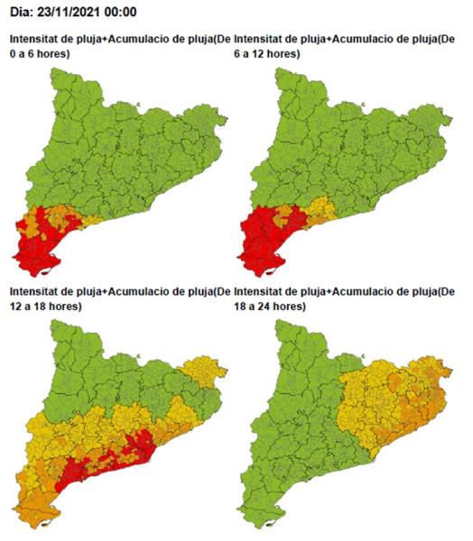 Activades les alertes dels plans INUNCAT i VENTCAT per un episodi de mal temps a partir del vespre i fins dimecres. EIX