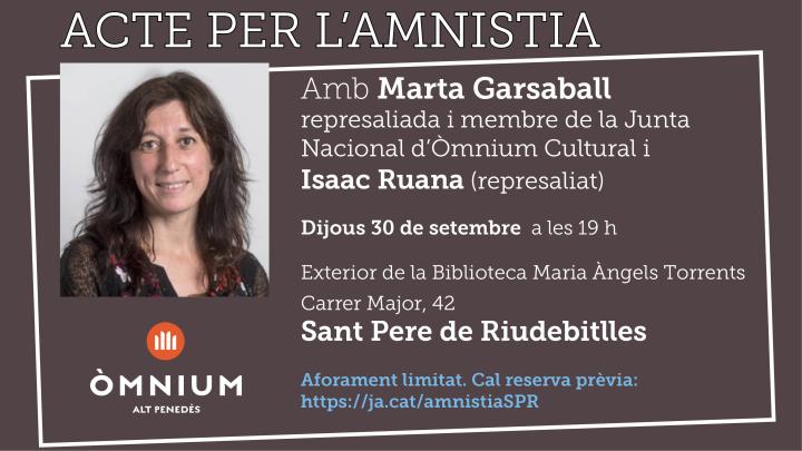 Amnistia amb Marta Garsaball a Sant Pere de Riudebitlles