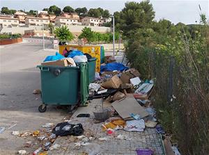 Brutícia al costat dels constenidors de la Urbanització Trencarroques . Eix