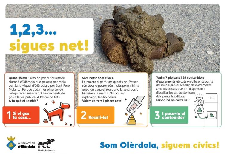 Campanya de civisme a Olèrdola per mantenir neta la via pública d’excrements de gos. Ajuntament d'Olèrdola