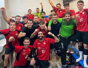 Celebració dels jugadors del CH Ribes. José María Báñez