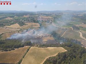 Cremen dues hectàrees de camp i mitja de terreny forestal a Sant Llorenç d'Hortons