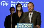 El candidat del PPC, Alejandro Fernández, durant la compareixença de valoració de resultats de les eleccions al Parlament. ACN