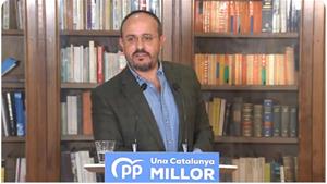 El candidat del PPC, Alejandro Fernández, durant un míting de campanya electoral a Vilanova i la Geltrú, el 30 de gener de 2021. PP