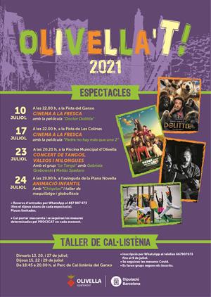 El cinema a la fresca, els tallers infantils i la música tradicional configuren el programa de l’Olivella’t 2021. EIX