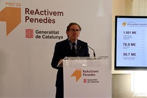 El conseller Jaume Giró a Igualada durant la presentació dels pressupostos als agents econòmics i polítics del Penedès. ACN