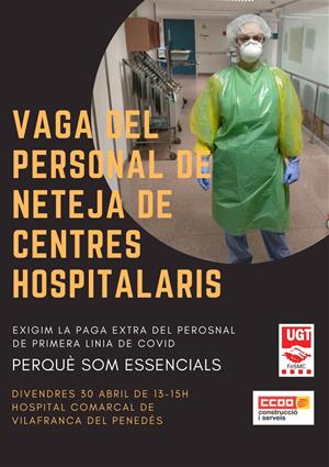 El personal de neteja dels centres hospitalaris anirà a la vaga aquest divendres. EIX