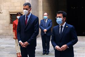 El president de la Generalitat, Pere Aragonès, i el president del govern espanyol, Pedro Sánchez. ACN / Guillem Roset