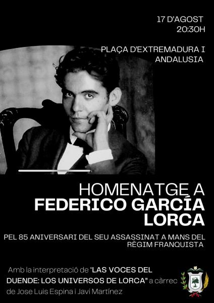 El Vendrell homenatjarà amb un acte institucional la figura de Federico García Lorca 85 anys després del seu assassinat. EIX