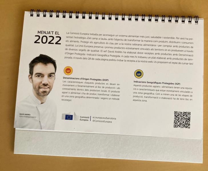 El xef igualadí David Andrés, protagonista del calendari 2022 de la Comissió Europea. EIX