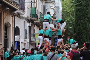 Els Castellers de Vilafranca aixequen castells de 7 després de dos anys d'aturada