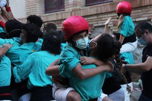 Els Castellers de Vilafranca aixequen castells de 7 després de dos anys d'aturada