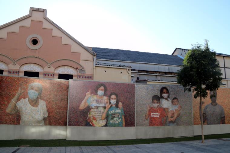 Igualada inaugura un mosaic gegant en homenatge als qui lluiten contra la covid-19. ACN