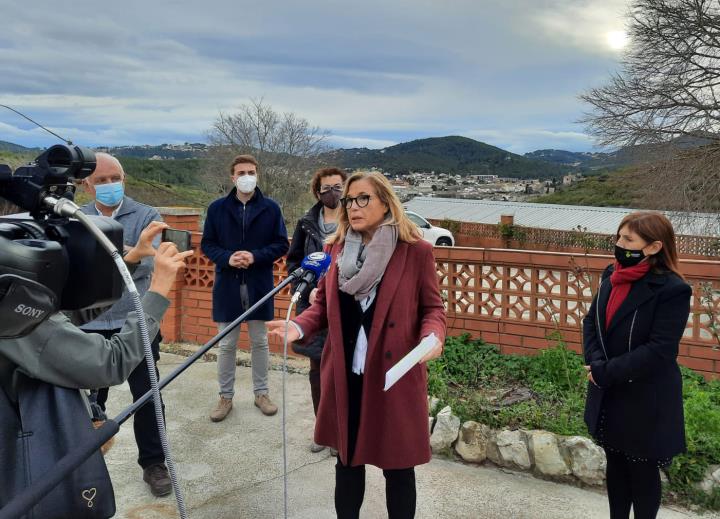 Imatge de la roda de premsa de Joana Ortega. Eix