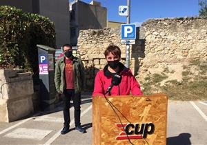 Imatge de la roda de premsa de la CUP de Vialfranca. Eix