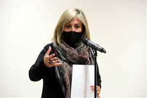 Imatge de l'alcaldessa de l'Hospitalet, Núria Marín, durant la compareixença d'aquest 10 de desembre de 2020. ACN