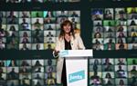 La candidata de JxCat, Laura Borràs, durant l'acte final de campanya el 12 de febrer de 2021. ACN