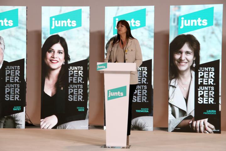 La candidata de JxCat, Laura Borràs, en l'acte d'inici de campanya el 28 de gener de 2021. ACN