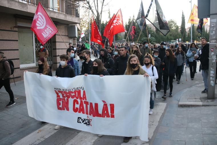 Manifestació en contra de l'aplicació per ordre judicial del 25% de llengua castellana. ACN / Albert Segura Lorri