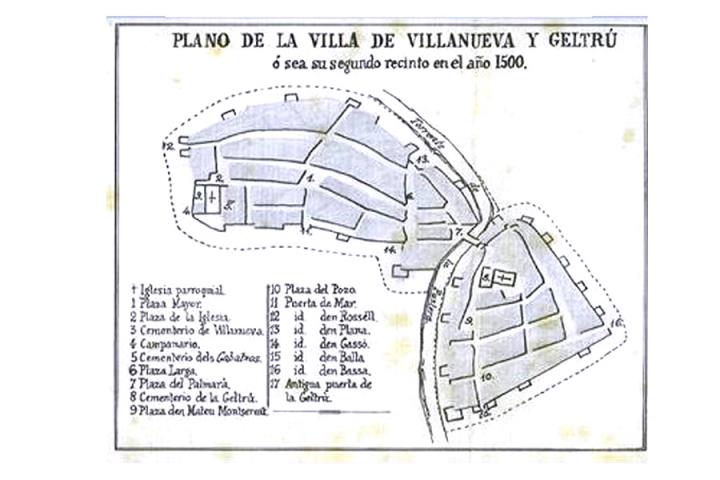 Mapa de Vilanova any 1500. Arxiu Comarcal del Garraf