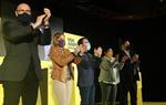 Pere Aragonès, Oriol Junqueras, Carme Forcadell, Dolors Bassa i Raül Romeva, a l'acte de tancament d'ERC. ERC