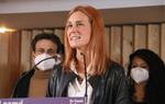 Pla mitjà de la candidata dels comuns, Jéssica Albiach, en la valoració dels resultats de les eleccions. ACN