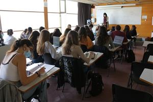 Ple general d'una aula d'italià a la facultat de Traducció i Interpretació de la Universitat Autònoma de Barcelona (UAB). ACN