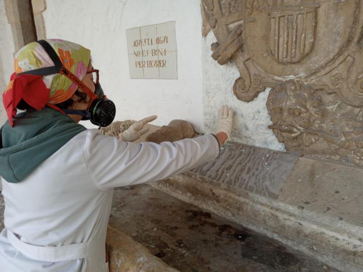 S’inicien les tasques de restauració del sarcòfag paleocristià i elements del l’entorn del Racó de la Calma de Sitges. Ajuntament de Sitges