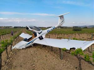 Una avioneta fa un aterratge d'emergència enmig d'unes vinyes del Baix Penedès