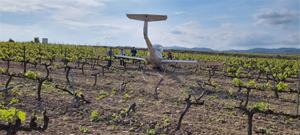 Una avioneta fa un aterratge d'emergència enmig d'unes vinyes del Baix Penedès