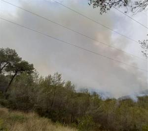 38 dotacions dels Bombers treballen a l'incendi de Sant Pere de Ribes, que afecta ja 20 hectàrees