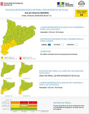 Activada l'alerta del pla l'Inuncat per la previsió de fortes pluges al Baix Penedès. EIX