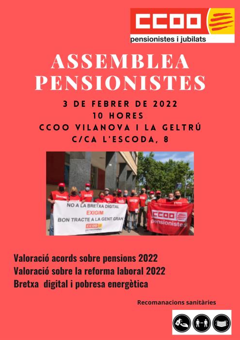 Assemblea de pensionistes i jubilats a Vilanova i la Geltrú