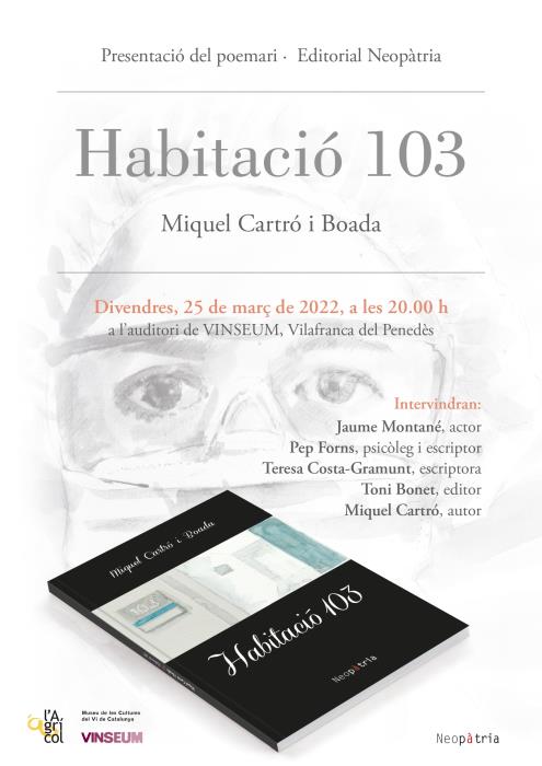 Miquel Cartró presenta el poemari Habitació 103 