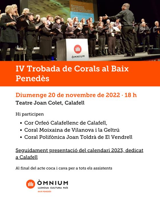 Torna la Trobada de corals al Baix Penedès