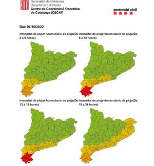 Alerta per la previsió de pluges intenses aquesta nit i demà. EIX