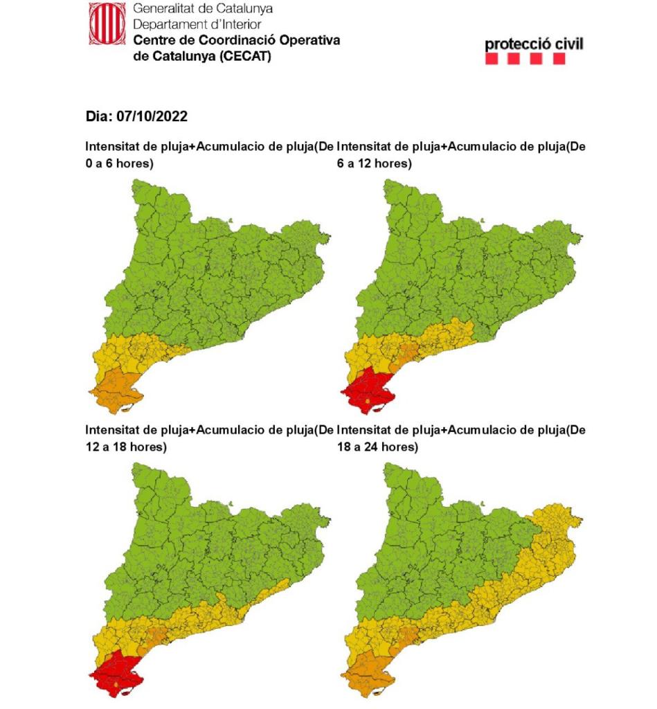 Alerta per la previsió de pluges intenses aquesta nit i demà. EIX